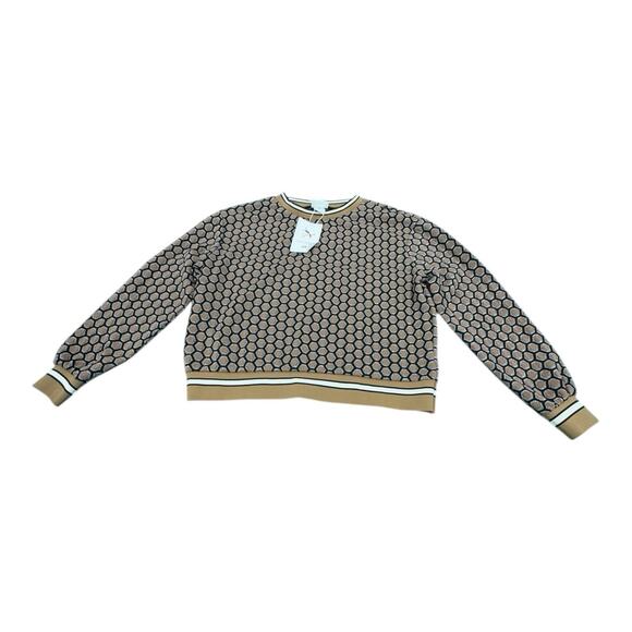 H&M X GP&J Baker Women's XS Brown Black Gold Metallic Honeycomb LS Shirt - Picture 1 of 8